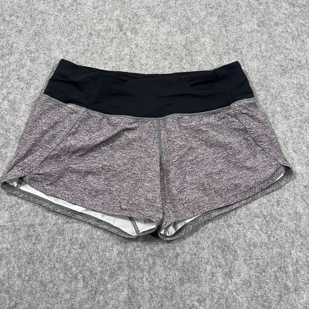 Lululemon Heather Lux Black White Run‎ Times II Activewear Shorts Women's Size 6